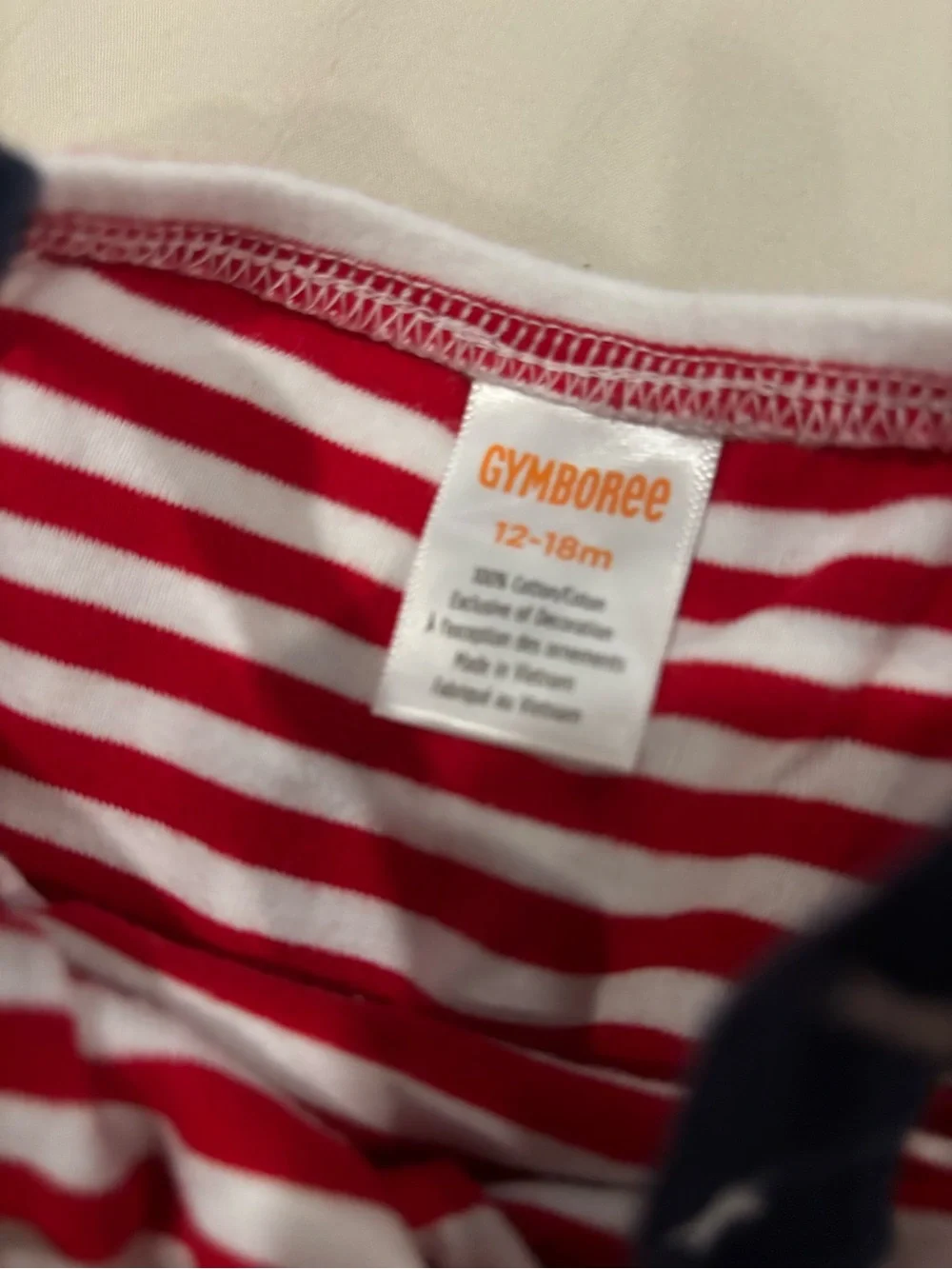 Gymboree Red and White Striped Baby Romper with Navy Accent